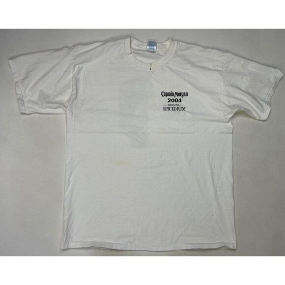 VINTAGE Captain Morgan Spiced Rum 2004 Promo Graphic T-shirt Men XL White - Picture 5 of 11